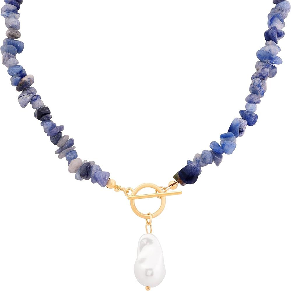 Natural Stone Necklace, Healing Bohemian Gem Gravel, Women's Fashion Jewelry | Amazon (US)