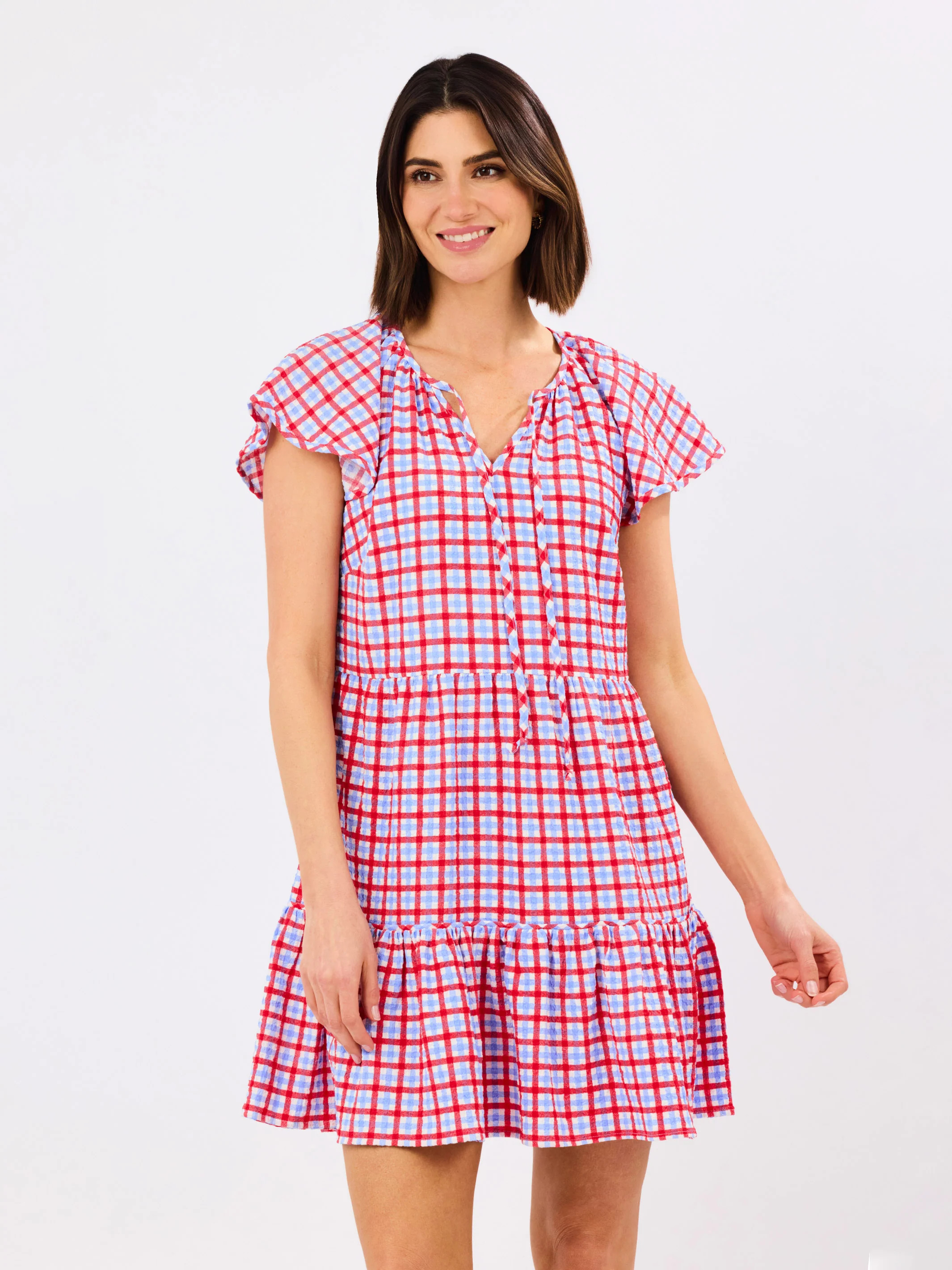 Lillian Dress | Gingham Red + Blue | Mary Square