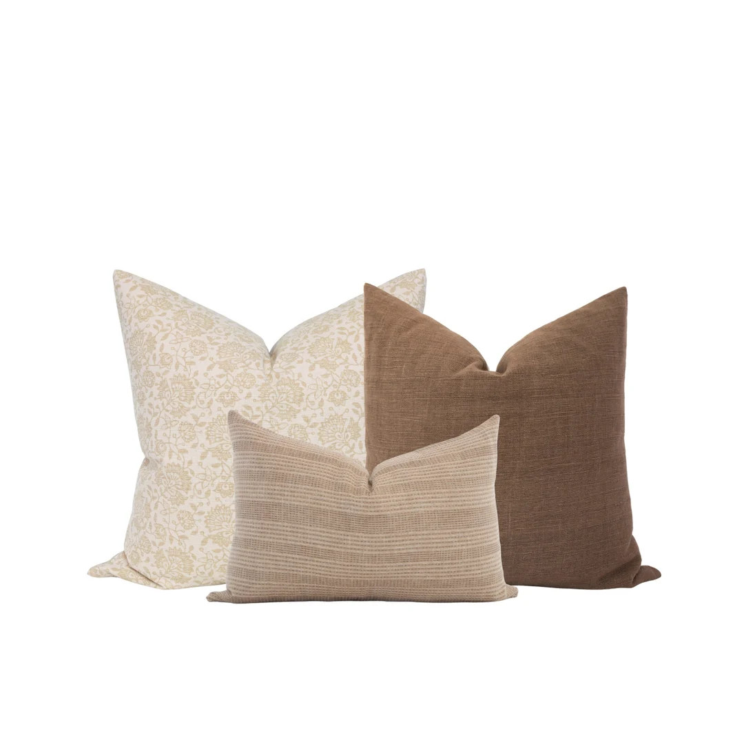 Warm Neutral Pillow Cover Combo Neutral Pillow Set Brown - Etsy | Etsy (US)