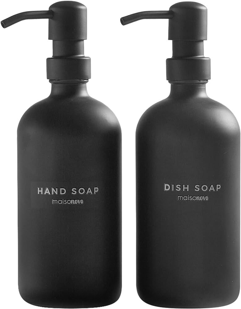 MaisoNovo Glass Soap Dispenser | Bathroom and Kitchen Set w.Dish Soap Hand Soap and Vintage Lotio... | Amazon (US)