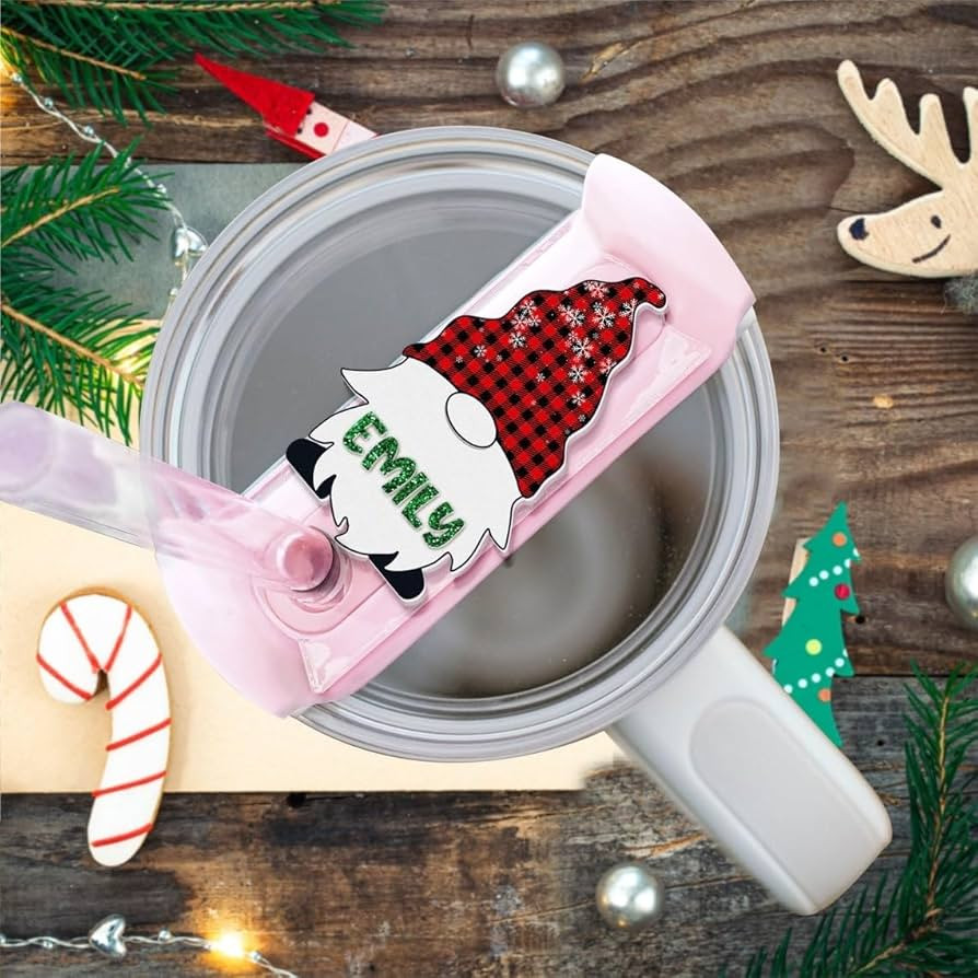 30oz 40oz Personalized Christmas Tumbler Name Tag, Gnome Xmas Custom Name Topper, Tumbler Tag, Ac... | Amazon (US)