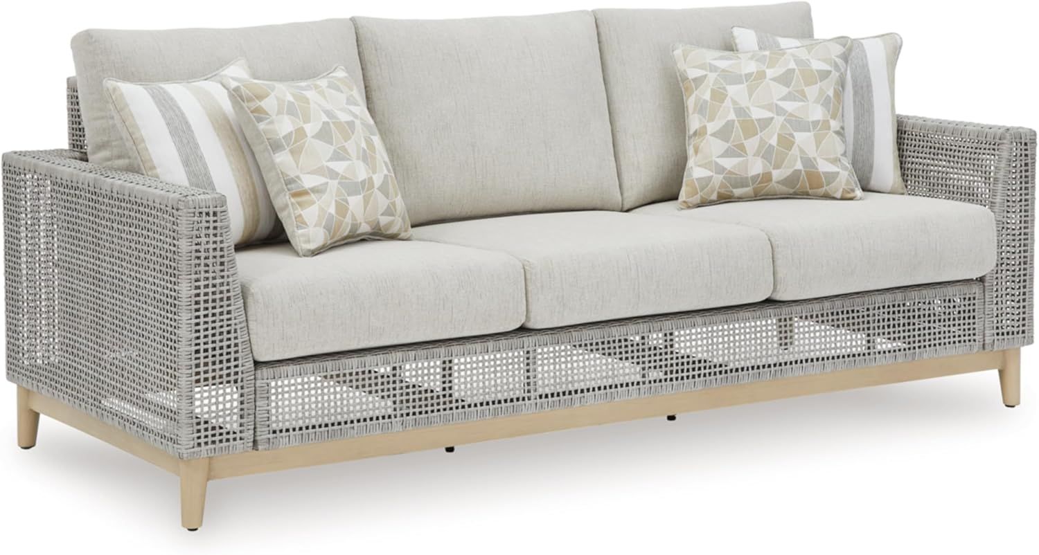 Signature Deisgn by Ashley Seton Creek Outdoor Sofa with Cushion, 83" W x 36" D x 36" H, Light Br... | Amazon (US)