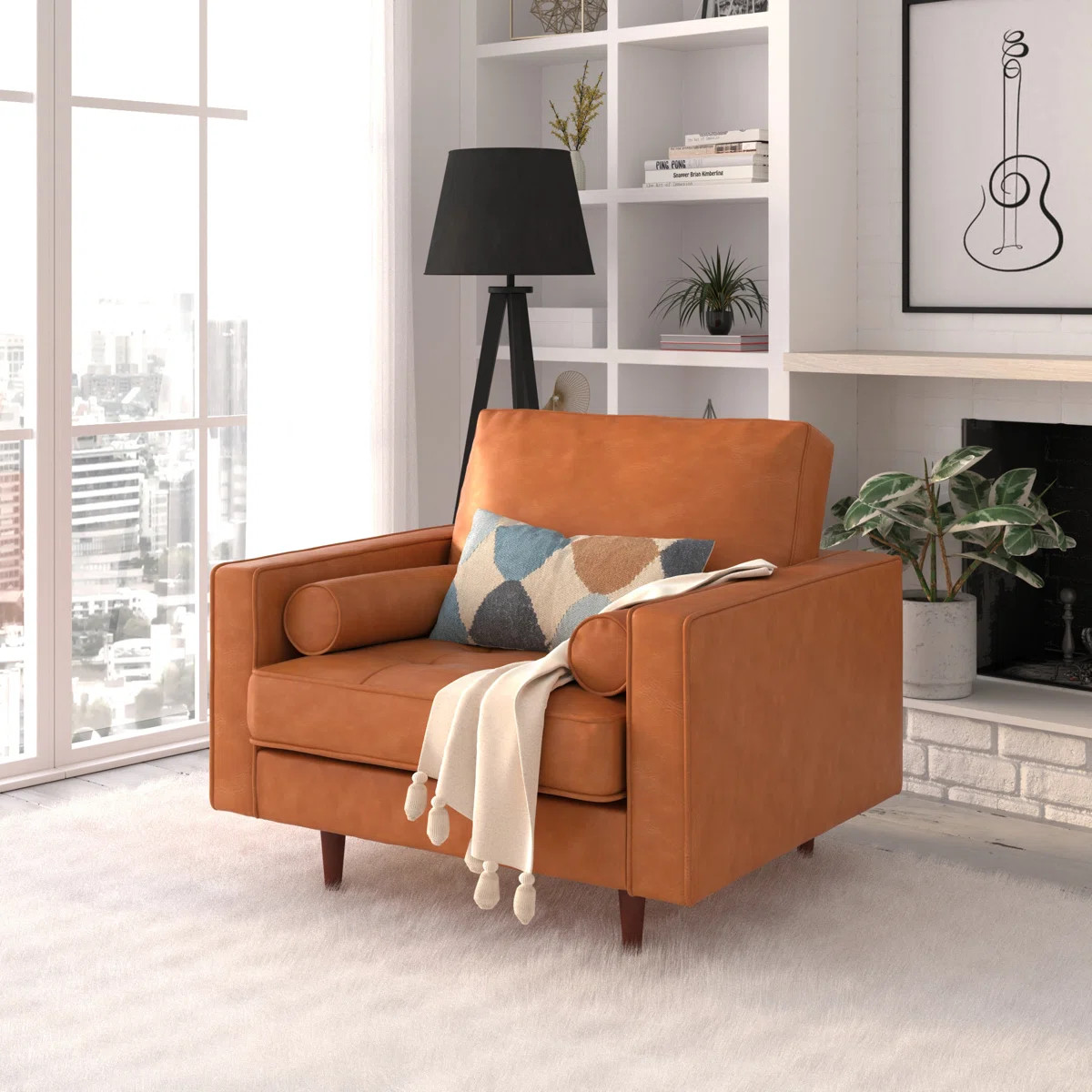 AllModern Geo Genuine Leather Armchair & Reviews | AllModern | AllModern