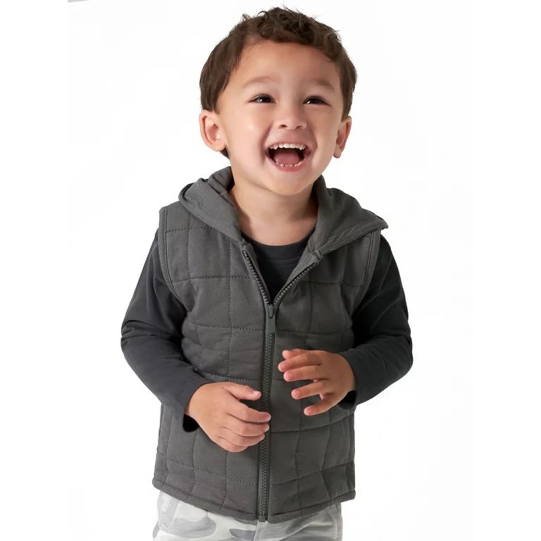 Modern Moments by Gerber Baby and Toddler Boy Quilted Hooded Zip Vest, Sizes 12M-5T | Walmart (US)
