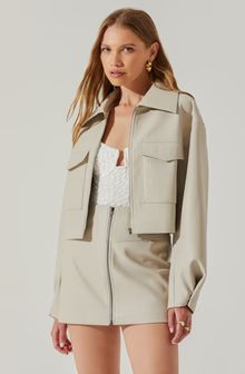 Tracy Faux Leather Cropped Cargo Jacket | ASTR The Label (US)