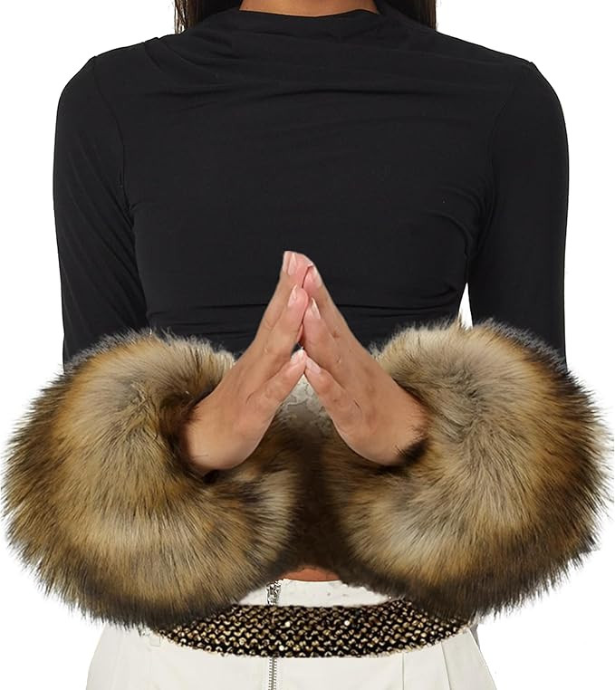 HOMEYEAH Faux Fur Cuffs Arm Leg Warmers Furry Wrist Cuff Warmer Halloween Decorations Costumes Fo... | Amazon (US)