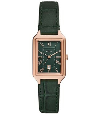 Fossil Women's Raquel Three-Hand Date Green Leather Strap Watch | Dillard's | Dillard's