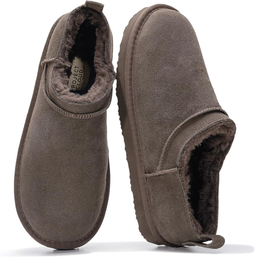 Project Cloud 100% Genuine Leather Micro Boots for Women Shearling Slippers | Amazon (US)