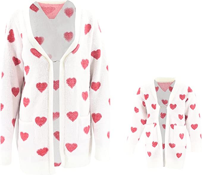 Unique Baby Girls Mommy and Me Valentines Day Kimono Sweater | Amazon (US)
