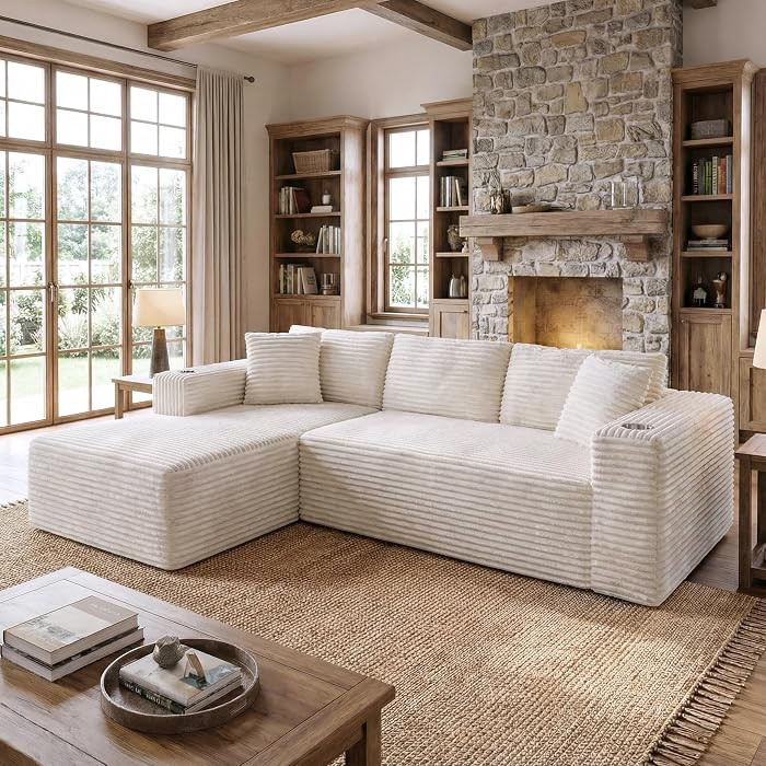 Shintenchi Boneless Couches for Living Room,Modular Sectional Sofa with 2 Cup Holders,Memory Foam... | Amazon (US)