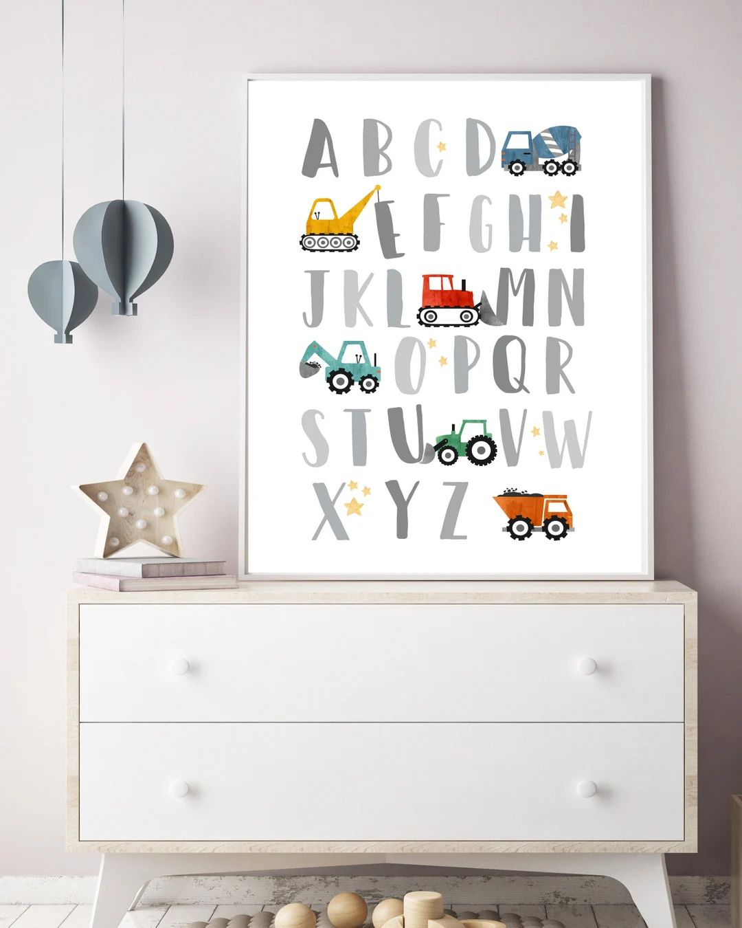 Truck Alphabet  Construction Truck Art Prints  Baby Boy - Etsy | Etsy (US)