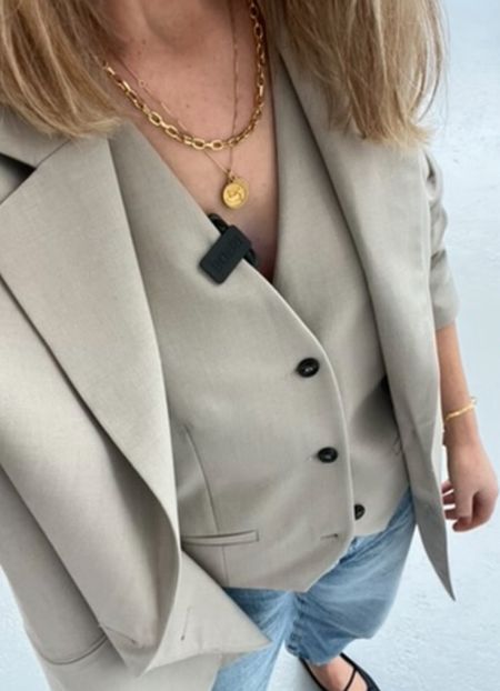 Still into waistcoats and matching blazers for this spring.

Wearing a large in the waistcoat and blazer and 12 in the jeans 

Mango 
Waistcoat
Jeans girl
Co ord
Biege 
Greatest

#LTKstyletip #LTKfindsunder50 #LTKmidsize