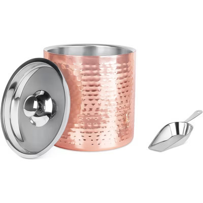 BirdRock Home Hammered Ice Bucket with Scoop & Lid - 2.8 Liter - Copper | Target