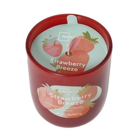 Mainstays 1-Wick Glossy Glass Candle, Strawberry Breeze, 7 oz | Walmart (US)
