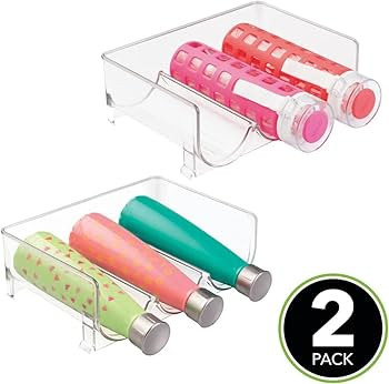 mDesign Stackable Plastic 3 Bottle Refrigerator Wine Rack - Kitchen Storage Organizer for Champag... | Amazon (US)