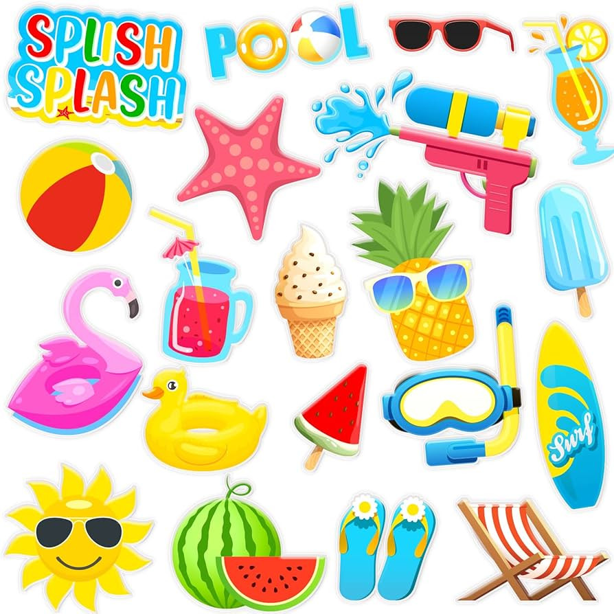 20 PCS Beach Ball Party Thick Gel Clings Summer Pool Window Gel Clings Decals Stickers for Kids T... | Amazon (US)