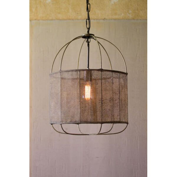 Metal Pendant Light with Fabric Shade | Bellacor