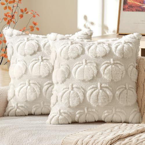 MIULEE Fall Pillow Covers Pumpkin Fall Decor 16x16 Beige | Amazon (US)