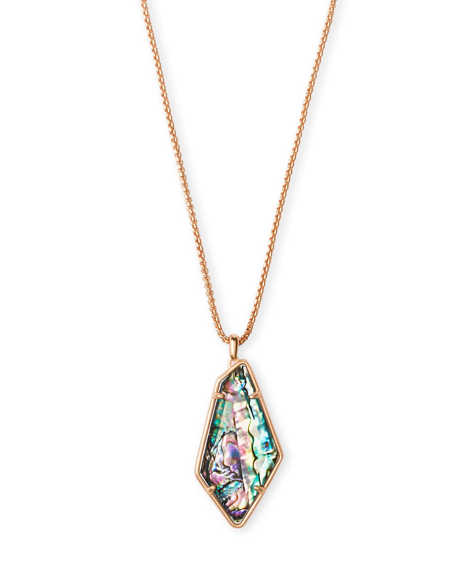 Lilith Rose Gold Long Pendant Necklace in Abalone Shell | Kendra Scott | Kendra Scott