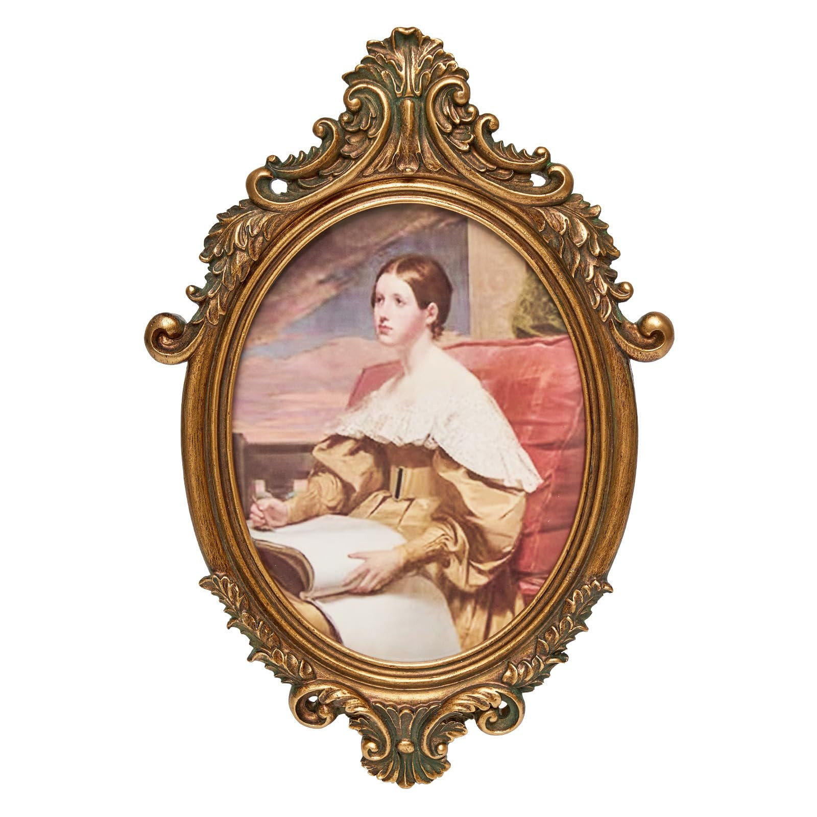 JANDERART Vintage Oval Picture Frame 7x9 Inch, Antique Ornate Photo Frames with Glass Front, Tabl... | Amazon (US)