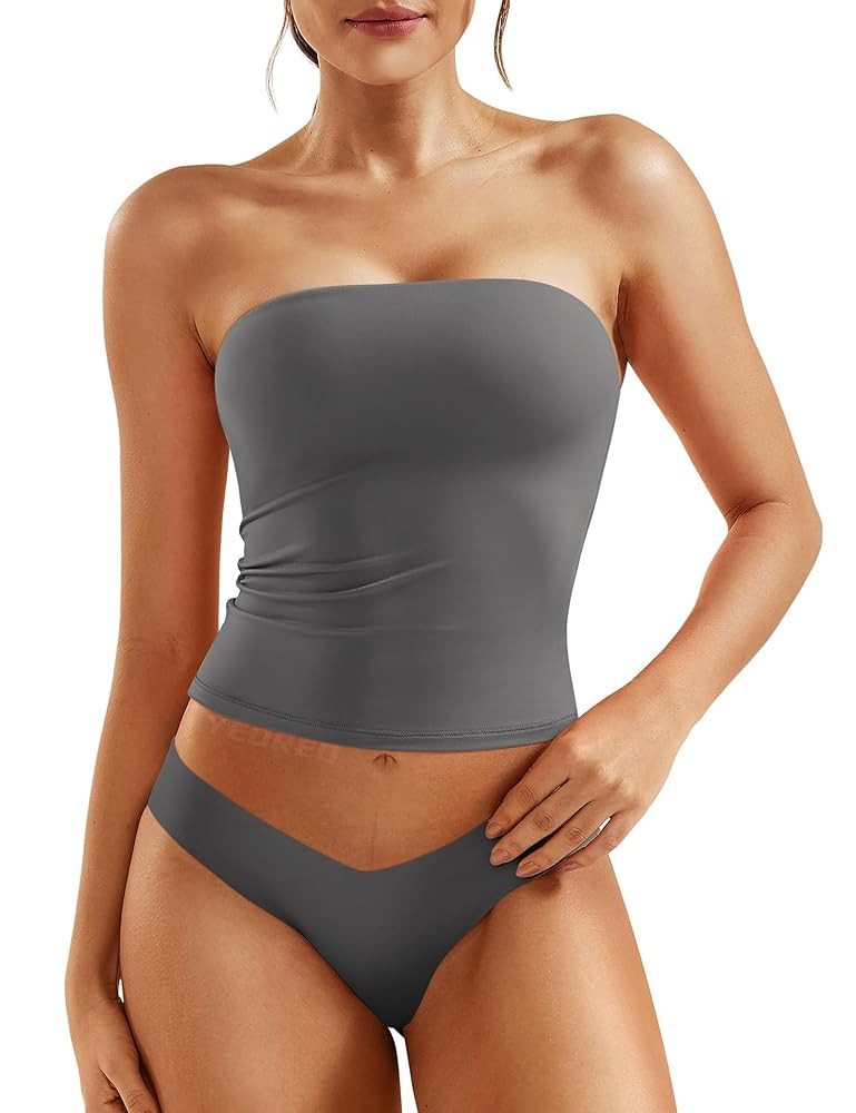 YEOREO Sophie Women Sexy Long Tube Tops Double Lined Basic Y2K Summer Cute Strapless Fitted Bande... | Amazon (US)
