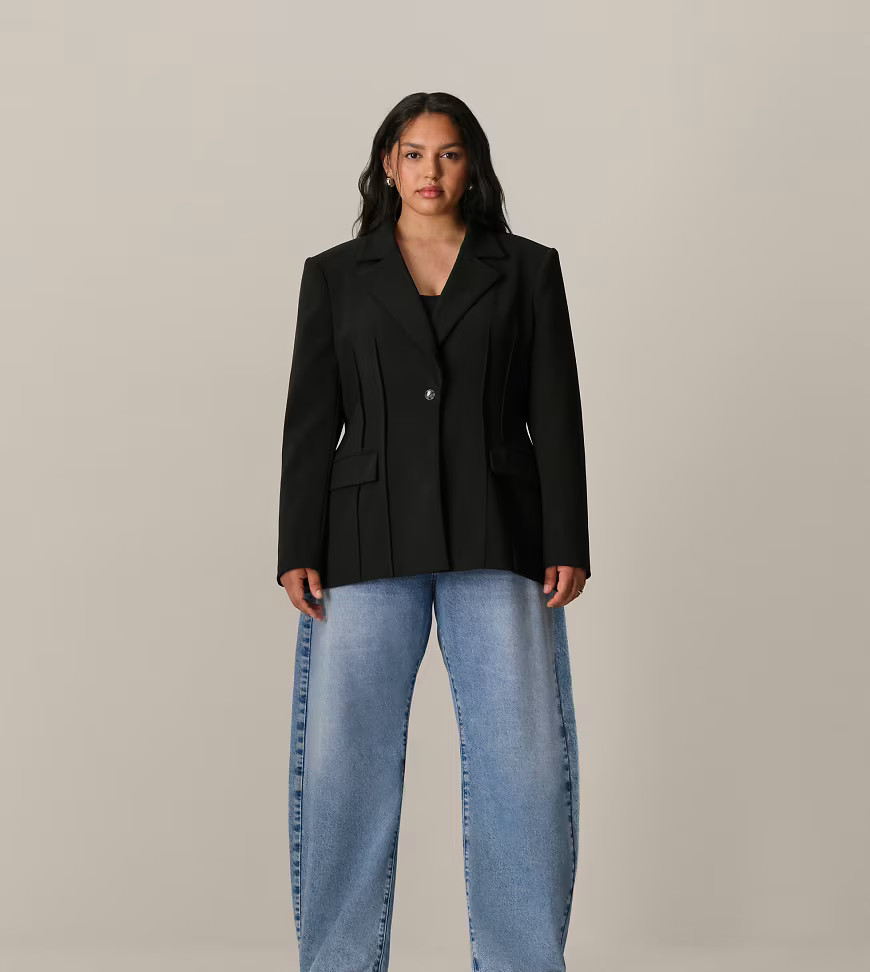 ARRANGE Curve premium sculpted blazer in black | ASOS (Global)