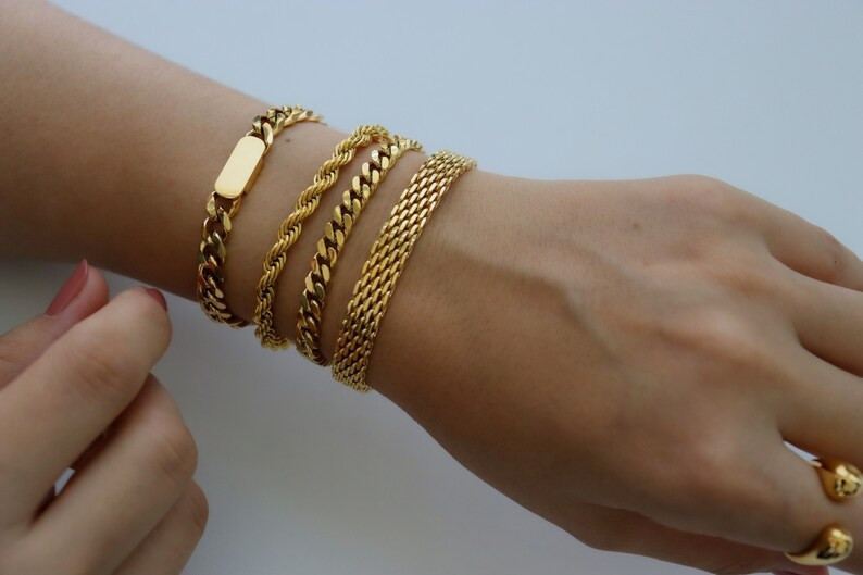 18k Gold Shape Vintage Mesh Bracelet Vintage Jewelry Gold Bracelet Stainless Steel Waterproof Ant... | Etsy (US)