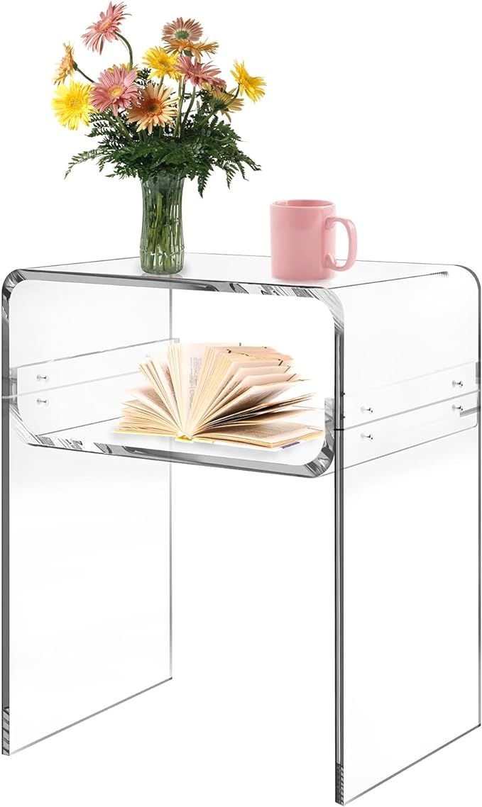 Acrylic End Table,Acrylic Coffee Table,Transparent Bedside Table, Leisure Table, Acrylic Side Tab... | Amazon (US)