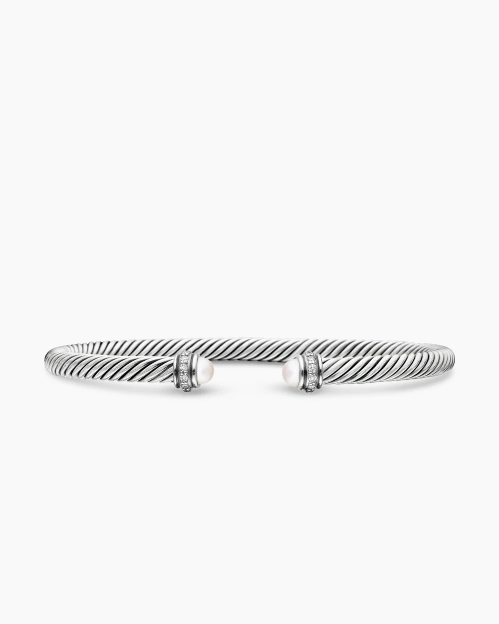 David Yurman | Classic Cable Bracelet in Sterling Silver with 18K Yellow Gold and Diamonds, 4mm | David Yurman