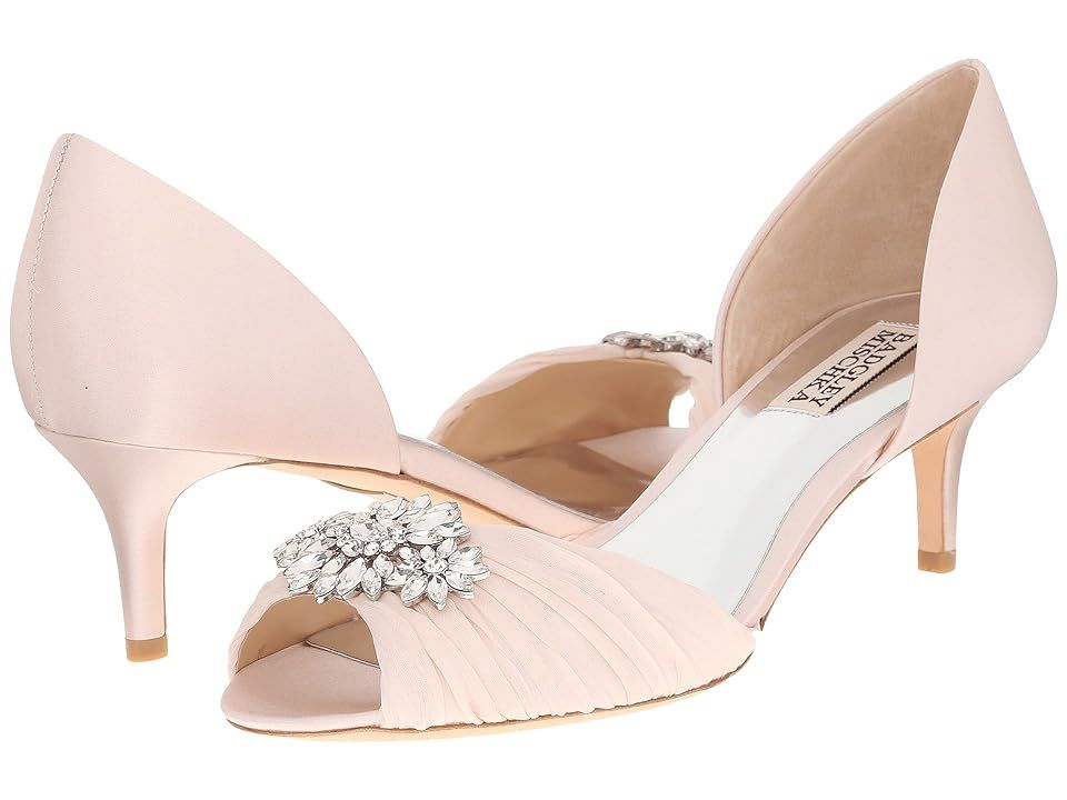 Badgley Mischka Caitlin (Light Pink Satin/Silk) Women's 1-2 inch heel Shoes | 6pm