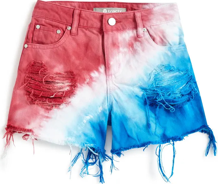Kids' Tie Dye Distressed Cutoff Denim Shorts | Nordstrom