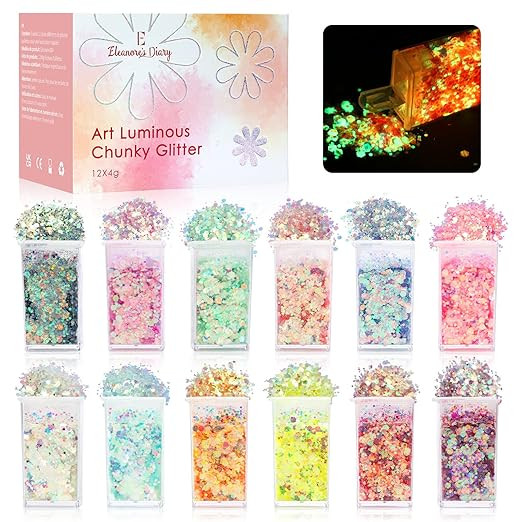 Fluoreszierendes Glitzer 12 Farben, Festival Glitzer Gesicht, Eleanore's Diary Karneval Makeup Gl... | Amazon (DE)
