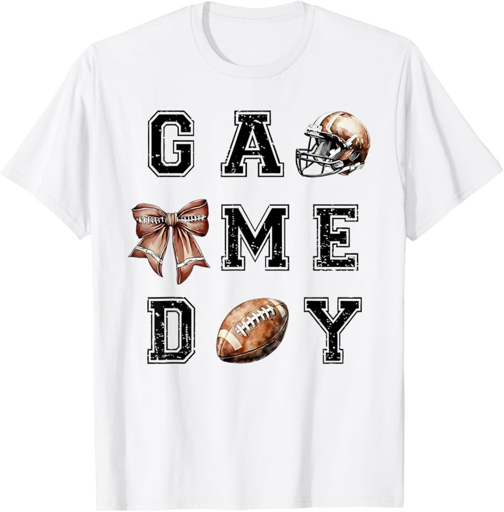 Football Coquette Bow Football Mom Game Day Women Girls Kids T-Shirt | Amazon (US)