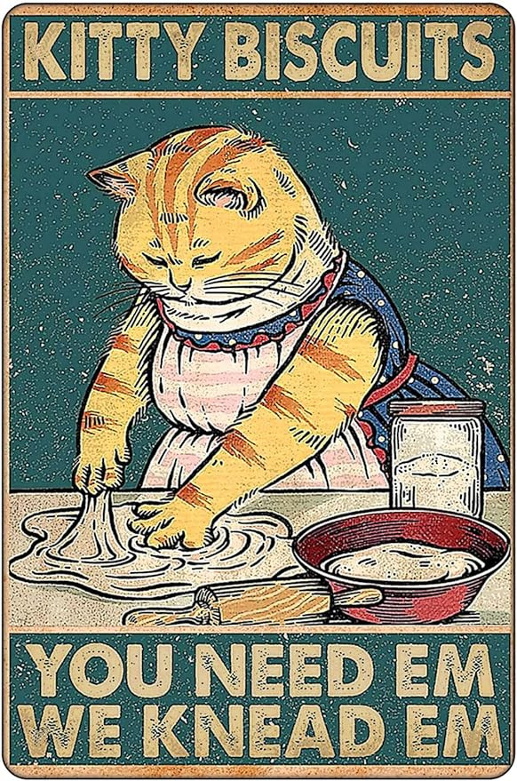 Kitty Biscuits You Need We Knead Cat Decor Sign Vintage Room Decor, Cute Kitchen Decor Gifts For ... | Amazon (US)