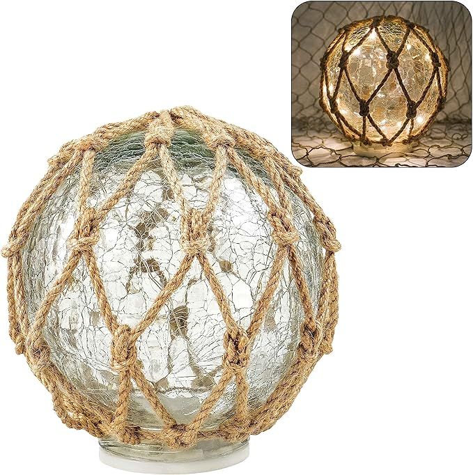 SAILINGSTORY Glass Fishing Float Nautical Lamp Coastal Beach Decor 6" Cracked Glass Ball Night Li... | Amazon (US)