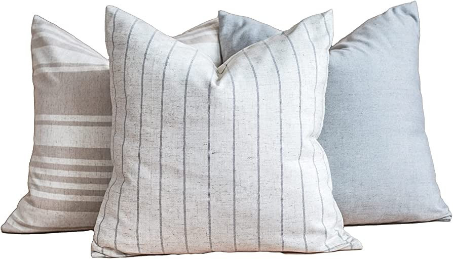 Waffle & Co. (Set of 3) -Outdoor/Indoor Linen Blend Throw Pillow Covers Square Decorative Pillowc... | Amazon (CA)
