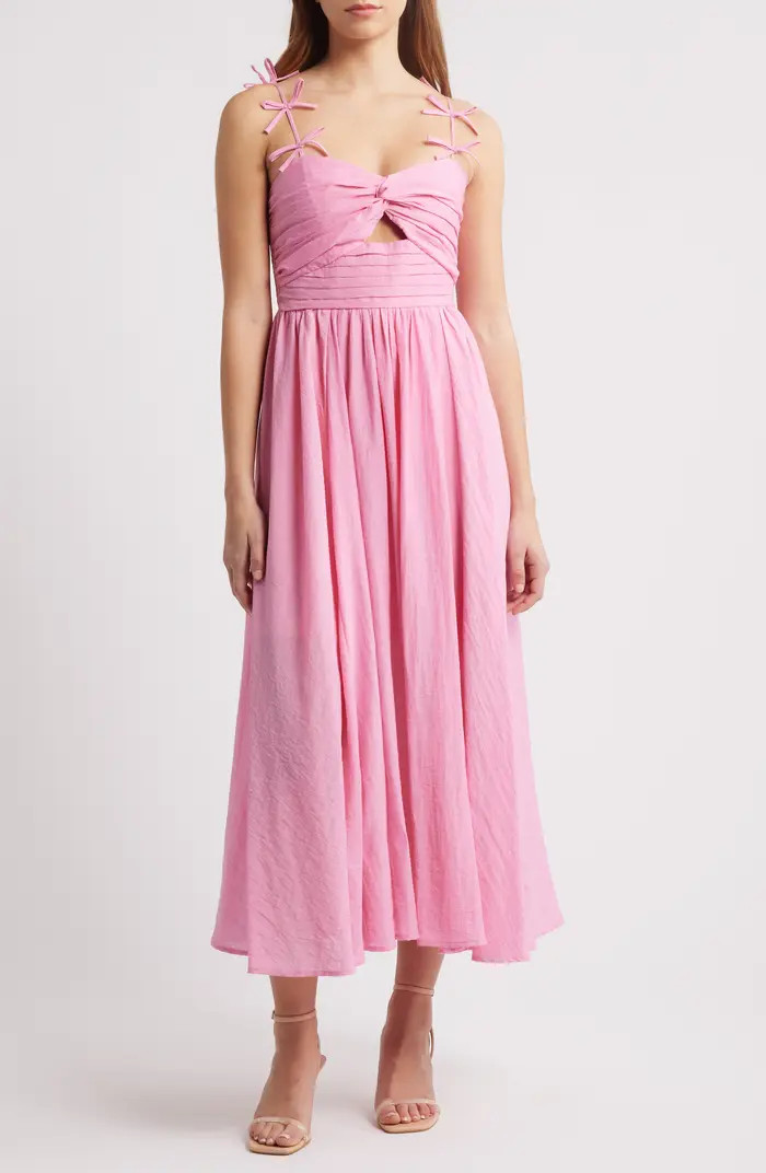 Bow Detail Cutout Midi Dress | Nordstrom