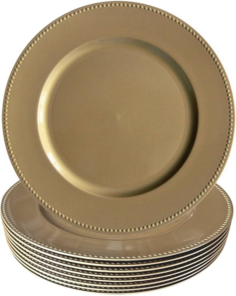WELMATCH Gold Plastic Beaded Charger Plates - 12 pcs 13 Inch Round Wedding Party Decroation Charg... | Amazon (US)