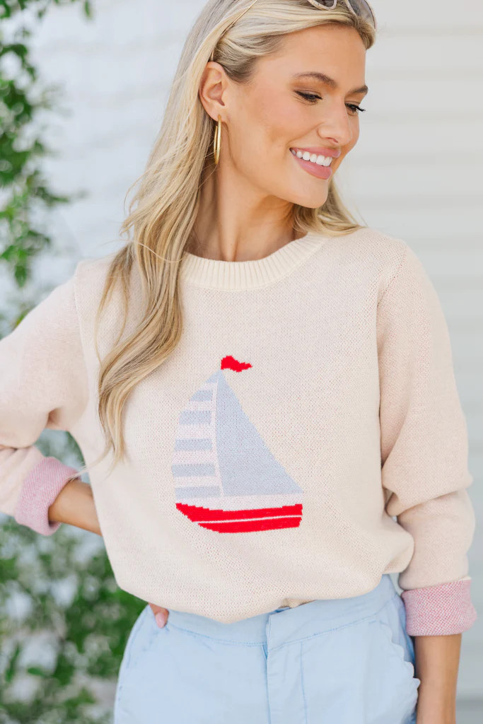 On Your Side Cream Sailboat Sweater | The Mint Julep Boutique