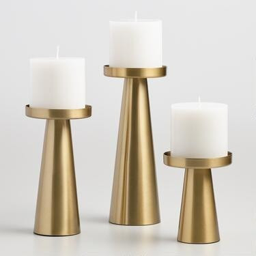Brushed Gold Metal Contemporary Pillar Candle Holder | World Market