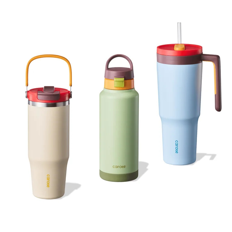 Carote Juego de Vasos de 3 Piezas, Vasos de 40 Oz y 32 Oz con Pajita y Asa, Aislados Al Vacío y ... | Walmart (US)