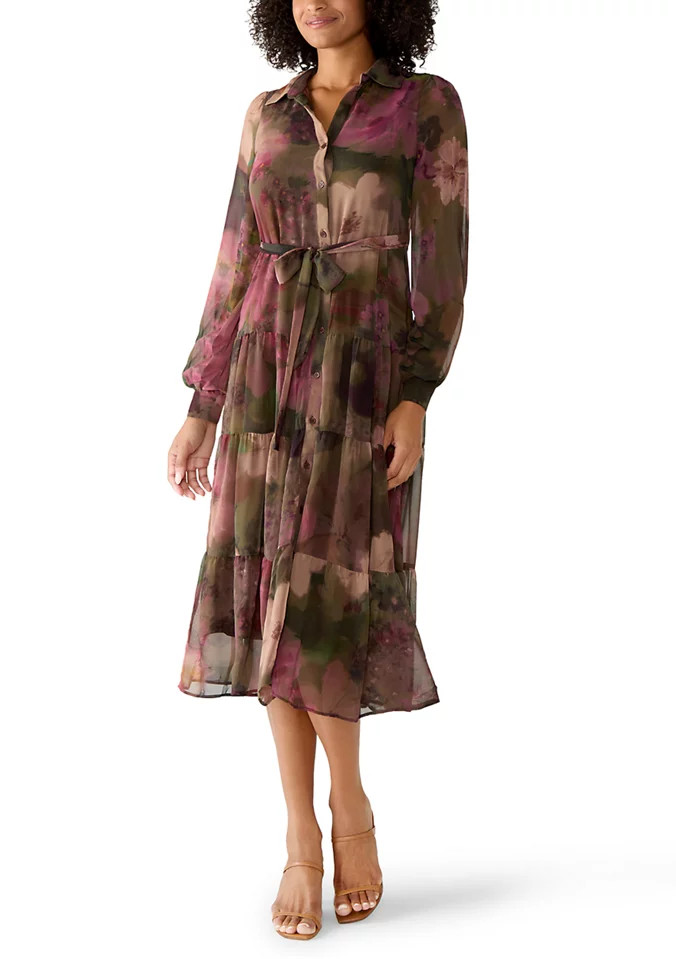 Women's Floral Chiffon Shirt Dress | Belk