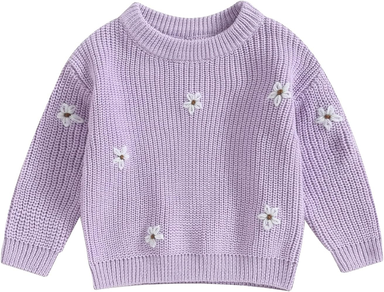 YOKJZJD Newborn Toddler Baby Girl Chunky Knit Sweater Flower Warm Sweatshirt Long Sleeve T-Shirt ... | Amazon (US)