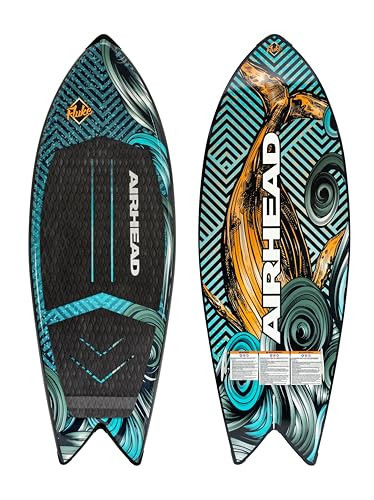 Airhead Fluke Wakesurf Board – 60" x 21" (Up to 180 lbs) – Surf-Style Shape with Swallow Tail – Compression Molded, EVA Traction Pad, Customizable Fins – Beginner to Advanced Riders | Amazon (US)