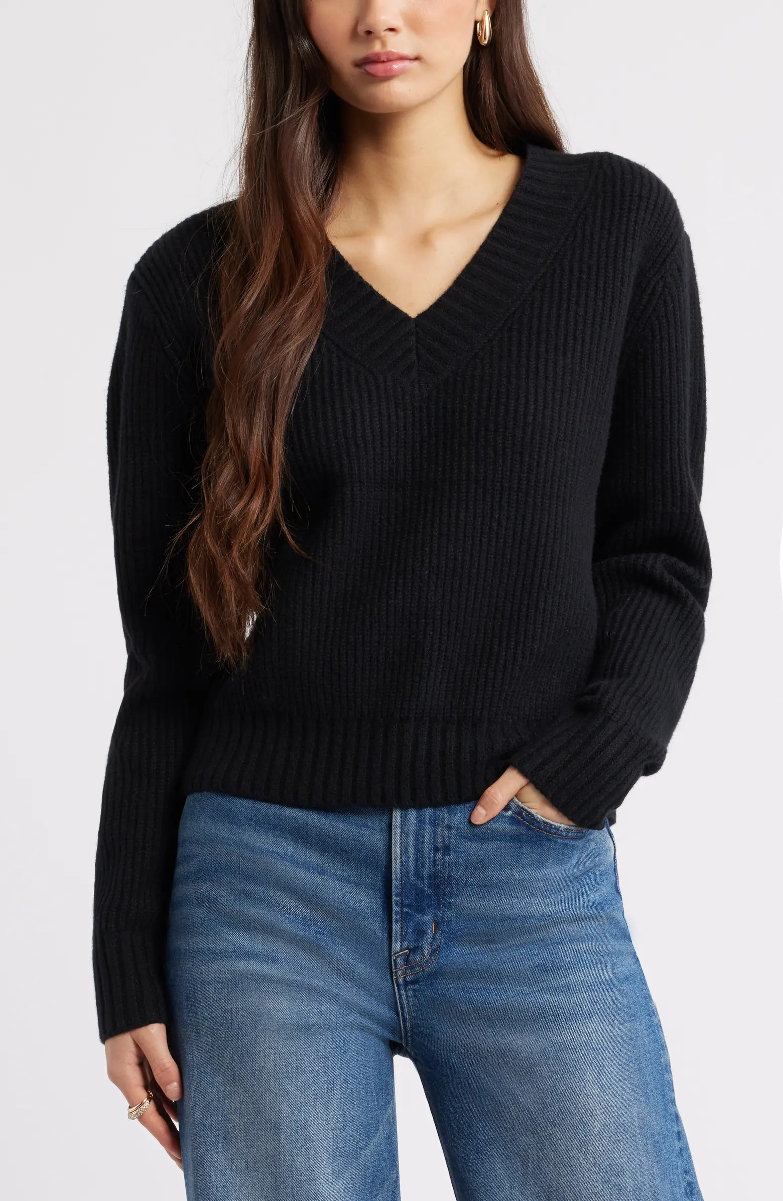 Rib V-Neck Sweater | Nordstrom