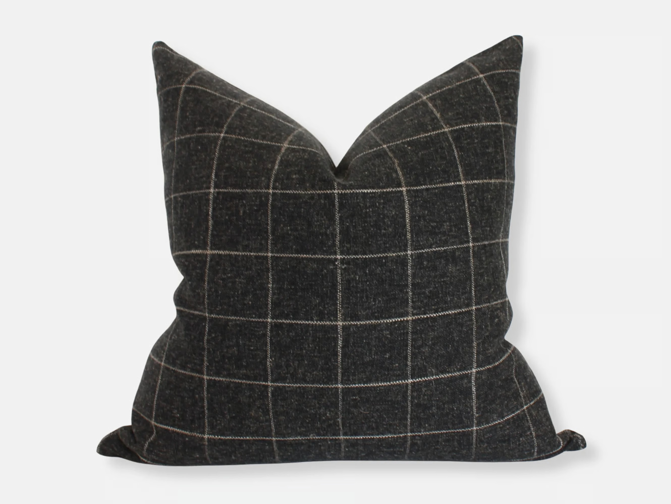 Black Windowpane Pillow Cover, Charcoal Throw Pillow | Wayfair North America