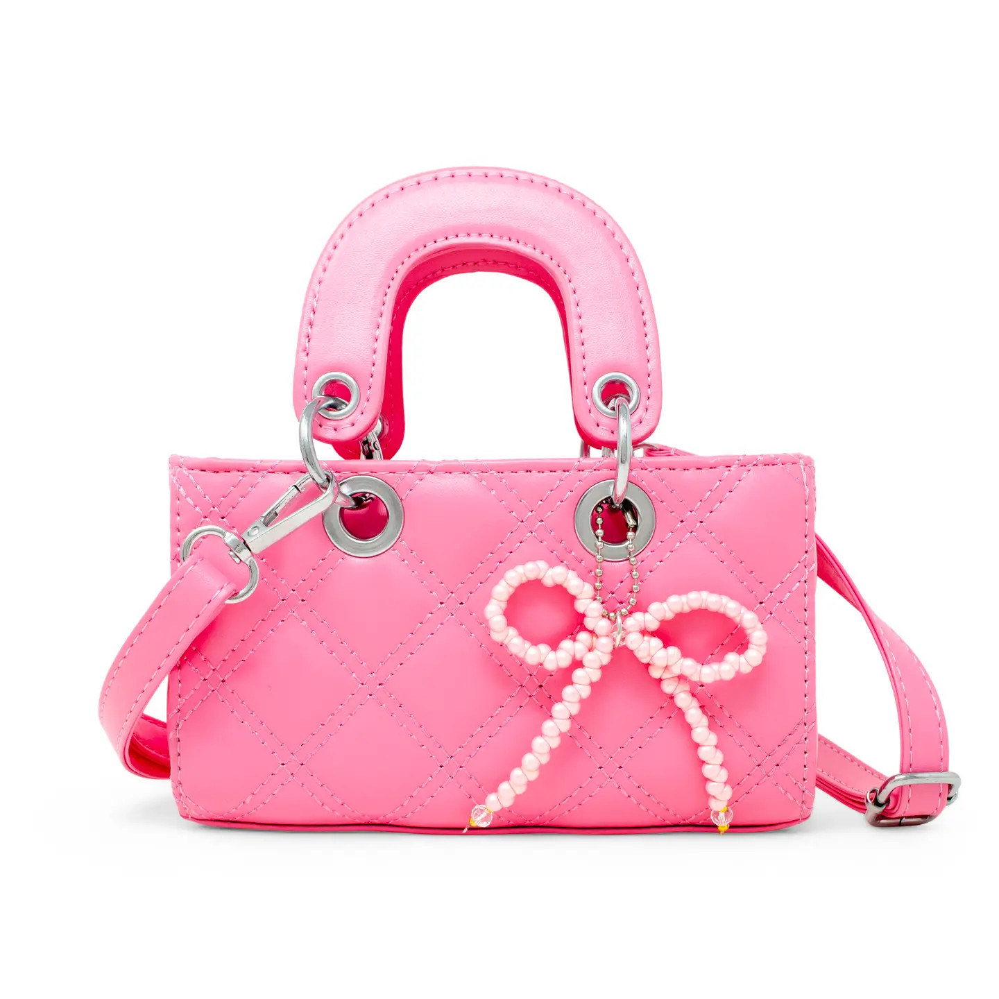 Zomi Gems Quilted Bow Charm Handbag- Hot Pink | JoJo Mommy