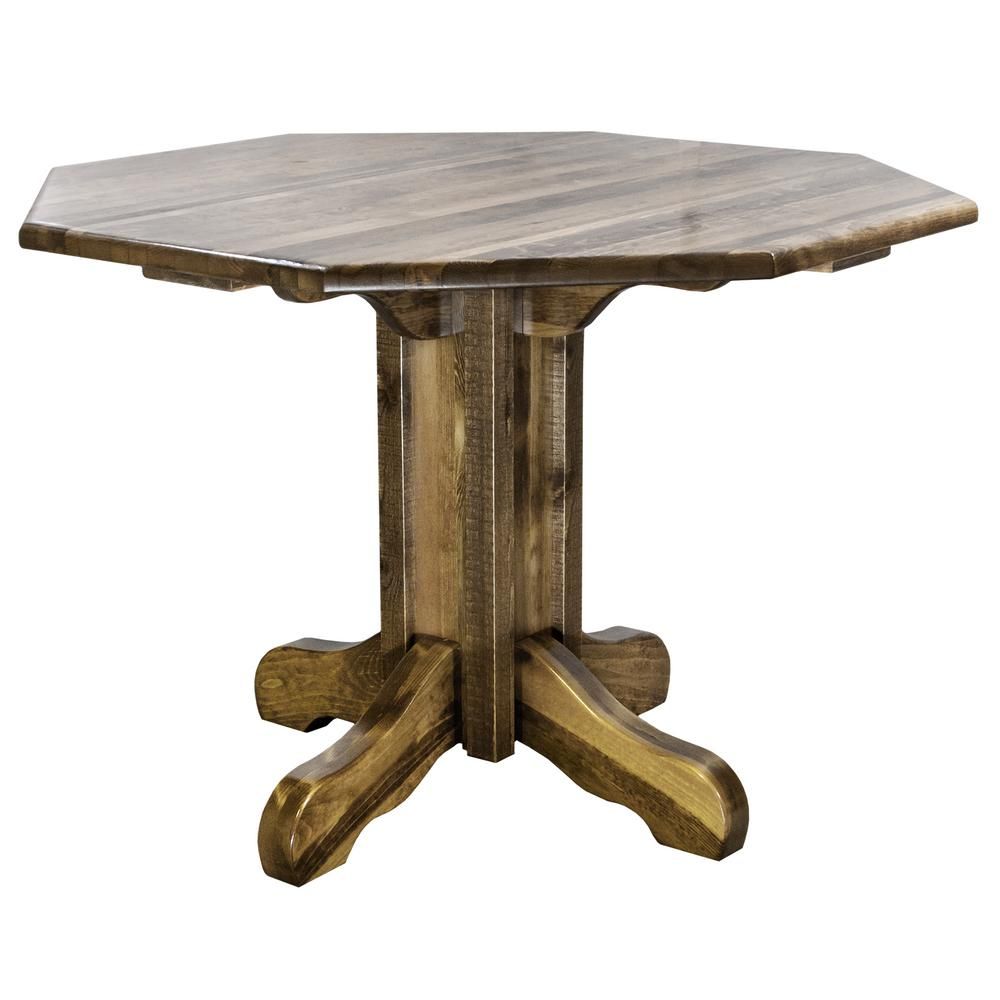 Montana Woodworks Homestead Collection Early American Center Pedestal Table | The Home Depot