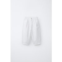 Zara - 100% Linen Pleated Pants - White - 6 Years (45,2 Inches) - Kids | Zara US