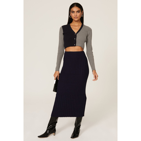 Peter Som Collective Pearl Colorblock Cardigan blue-grey-print | Rent the Runway